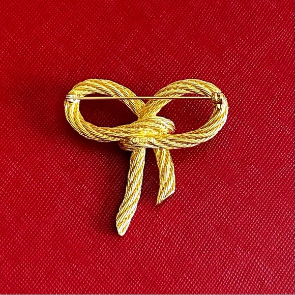 DIOR Vintage Roped Bow Brooch Gold - Picture 5 of 12